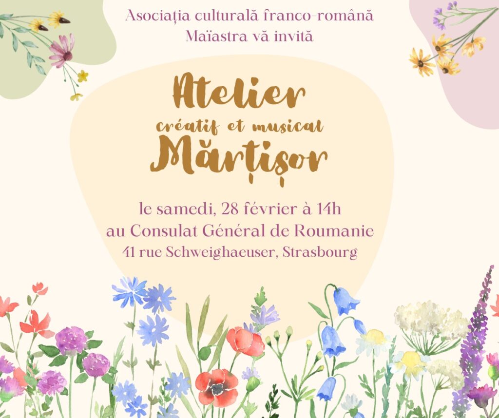 Atelier franco-roumain pour enfants à Strasbourg à l'occasion de la fête du printemps (marțisor)
